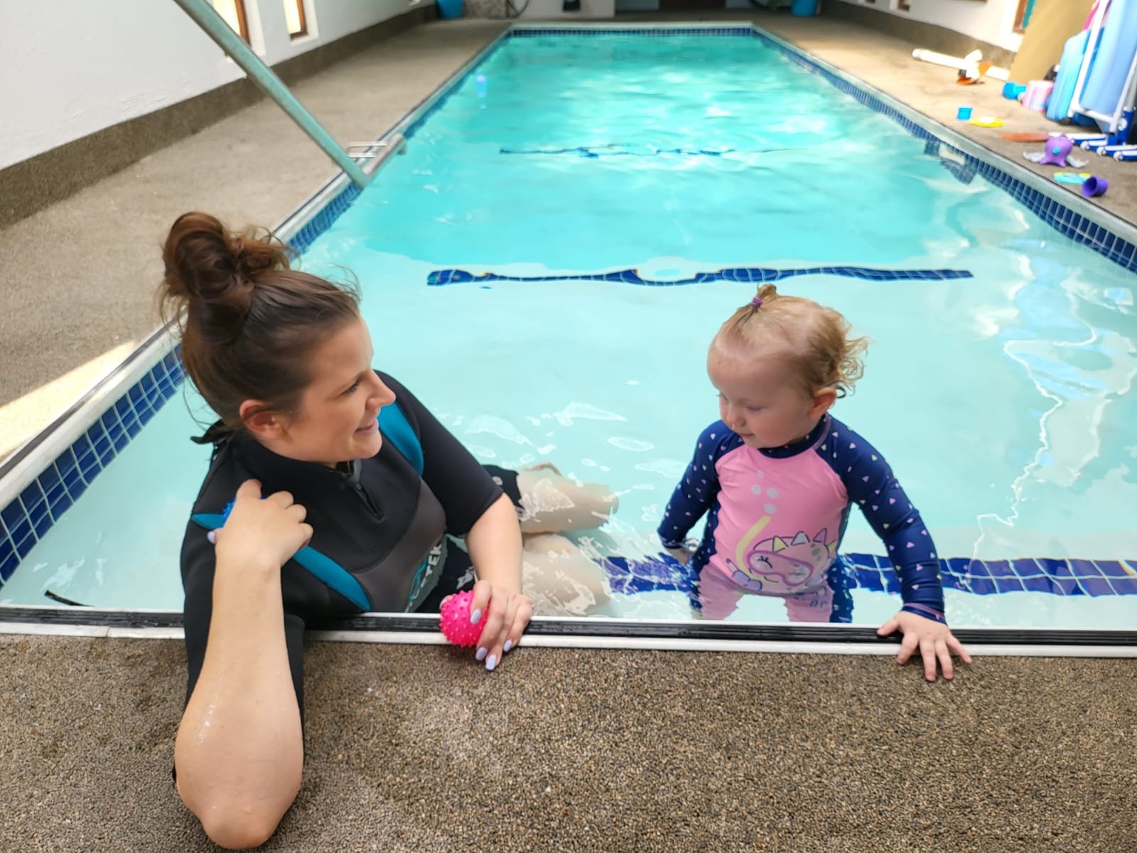 All smiles at the pool's edge
